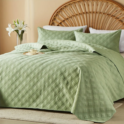 Ensemble de courtepointe d'été rafraîchissante 2-3 pièces, couvre-lit en microfibre légère et respirante – Couvre-lit au motif de pièces moderne, format simple, grand ou très grand, toutes saisons, choix de couleurs, cadeau de vacances pour la famille