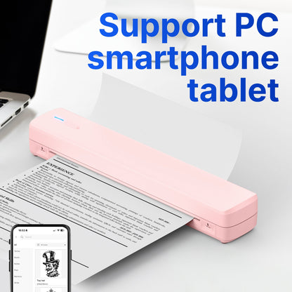 Imprimante thermique portable sans fil A4 sans encre – Imprimante de voyage compacte pour iPhone, Android et ordinateur portable – Compatible avec papier plié, rouleau et papier transfert de tatouage – Maison, bureau, école