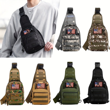 Sac à dos tactique à bandoulière – Sac de jour léger pour le cyclisme, la randonnée, les voyages et l'usage quotidien, plusieurs couleurs avec option de patch drapeau