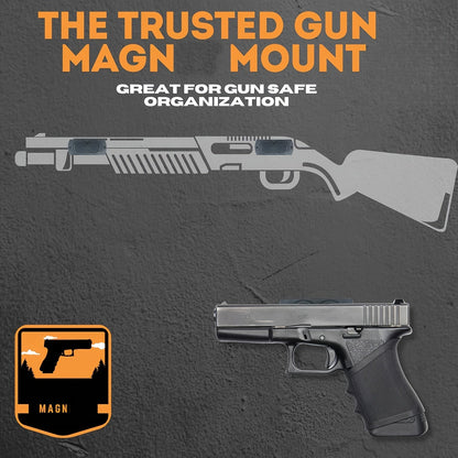 Support magnétique pour pistolet – Fixation pour arme de 13,6 kg avec revêtement en caoutchouc pour voiture, camion, maison, mur, table, accès rapide, ne raye pas l'arme, ruban adhésif double face robuste inclus