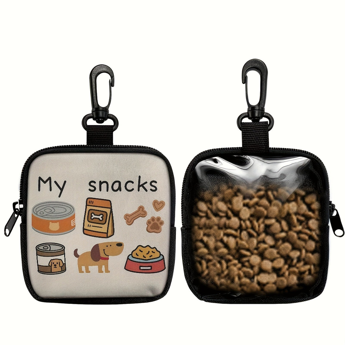 Sac de dressage pour chien avec crochet et fermeture éclair – Pochette de dressage à motif pattes avec distributeur de sacs à crottes, sac de promenade pour l'éducation des chiots pour une utilisation en extérieur