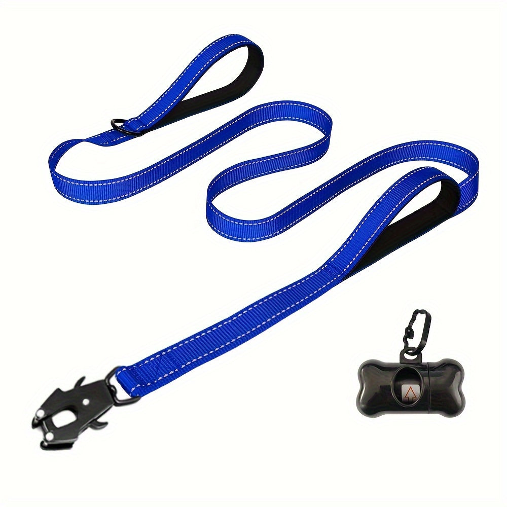 Laisse pour chien robuste de 1,8 m avec double poignée et mousqueton tactique – Laisse de dressage en corde réfléchissante avec attache rapide verrouillable pour chiens moyens et grands, 11 couleurs disponibles