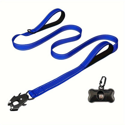 Laisse pour chien robuste de 1,8 m avec double poignée et mousqueton tactique – Laisse de dressage en corde réfléchissante avec attache rapide verrouillable pour chiens moyens et grands, 11 couleurs disponibles