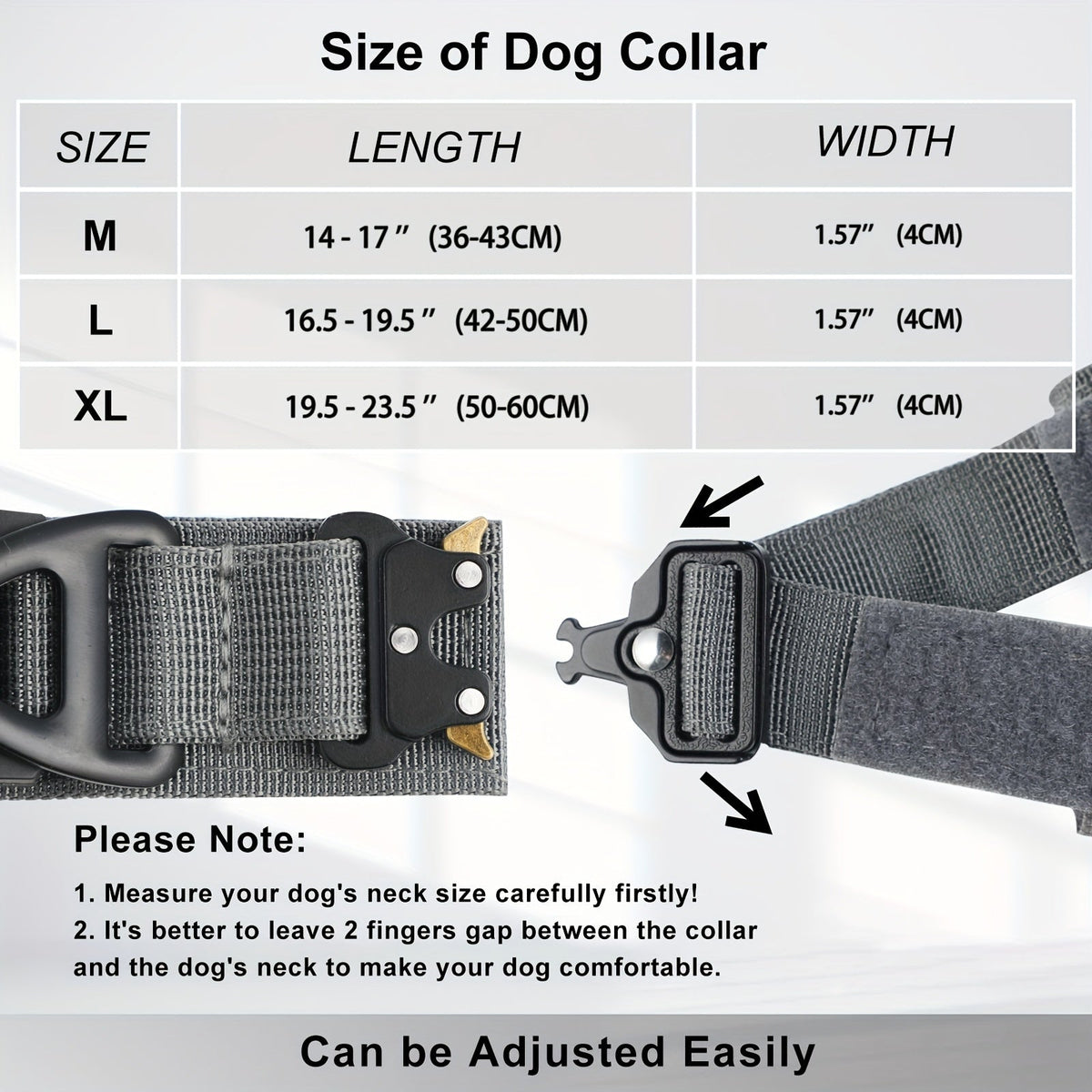 Collier tactique pour chien avec support GPS - Collier robuste en nylon de style militaire pour toutes les races, collier de dressage ajustable et sécurisé, 5 couleurs et 4 tailles (M/L/XL) pour chiens de grande et moyenne taille