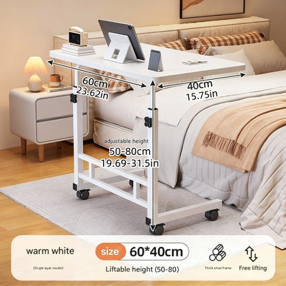 Bureau mobile portatif avec roulettes et table élévatrice à hauteur réglable – Petit bureau d'ordinateur pour lit, canapé, loisirs créatifs ou bureau à domicile, en noir ou blanc