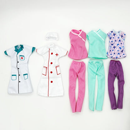 Ensemble de 5 vêtements d'infirmière et de médecin pour poupées de 29 cm - Accessoires de mode pour jeux de rôle compatibles avec Barbie, tenues de costume médical, cadeau d'anniversaire pour filles de 3 ans et plus