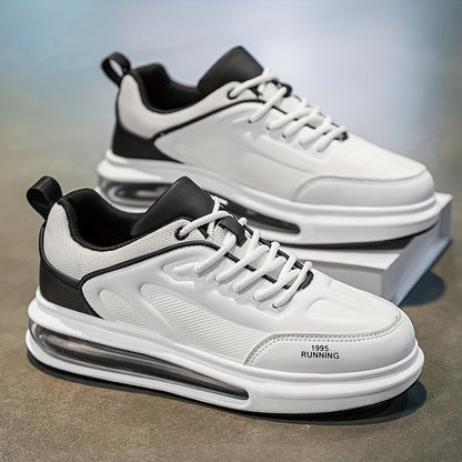 Men's Low Top Lace-Up Athletic Sneakers – Casual Running Shoes in Beige, White & Black, Lightweight Comfortable Footwear for Sports & Everyday Wear, US Sizes 6.5 to 12