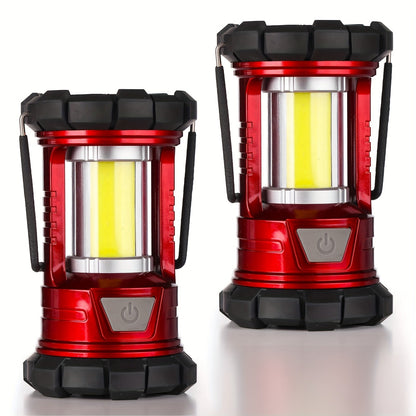 Lot de 2 lanternes de camping LED rechargeables 1500 lm avec chargeur de téléphone, 3 modes d'éclairage, lanterne portable pour ouragan et urgence, camping, randonnée, coupure de courant, survie en extérieur
