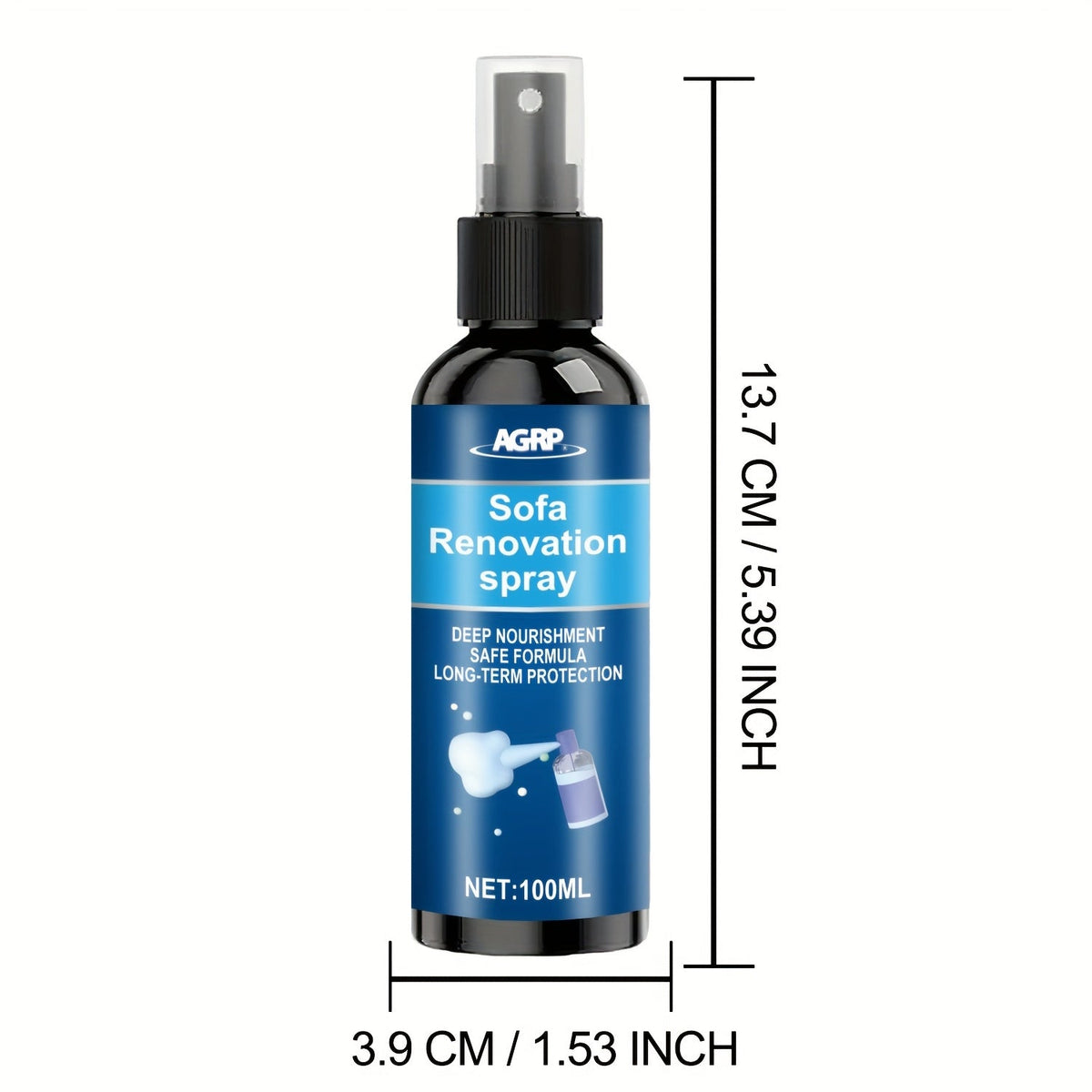 Rénovateur et restaurateur d'intérieur de voiture 100 ml – Nettoyant polyvalent pour plastique, tissu, sièges et tableau de bord, protection longue durée avec éponge applicatrice