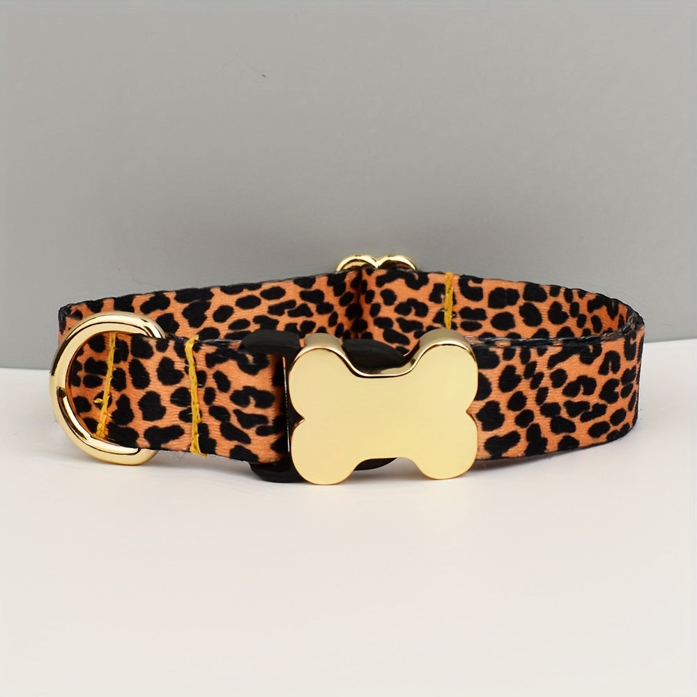 Collier pour chien ajustable en polyester avec breloque en forme d'os en métal – Collier élégant et coloré pour chiens de petite à grande taille, tailles XS S M L XL, 6 couleurs
