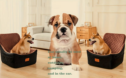Siège auto pour chiens de taille moyenne à grande – Panier de voyage lavable en mousse à mémoire de forme pour animaux avec passage pour ceinture de sécurité, sangles réglables et installation en 3 points, Gris Noir Marron Tout Noir Noir Gris