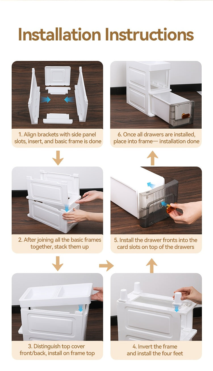 Meuble de rangement fin à roulettes avec tiroirs, organisateur en PP imperméable à 3, 4, 5 ou 6 niveaux pour salle de bain, cuisine, chambre, petits espaces – Tour de rangement étroite