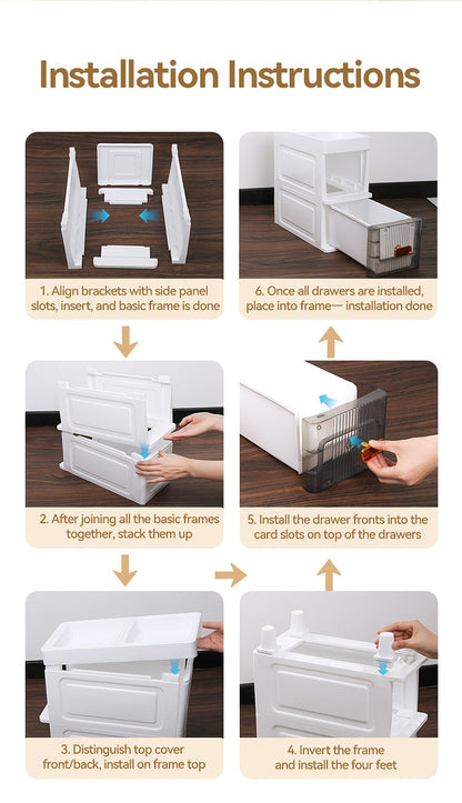 Meuble de rangement fin à roulettes avec tiroirs, organisateur en PP imperméable à 3, 4, 5 ou 6 niveaux pour salle de bain, cuisine, chambre, petits espaces – Tour de rangement étroite