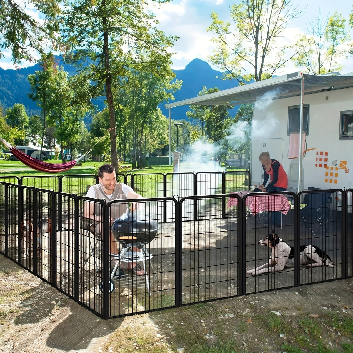 Parc portable pour chiens 8/16 panneaux, enclos d'exercice robuste pour animaux, pour grands, moyens et petits chiens, utilisation intérieure/extérieure, camping en VR, jardin, cour, parc pour chiots, lapins et autres animaux