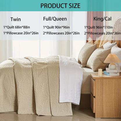 Ensemble de courtepointe d'été rafraîchissante 2-3 pièces, couvre-lit en microfibre légère et respirante – Couvre-lit au motif de pièces moderne, format simple, grand ou très grand, toutes saisons, choix de couleurs, cadeau de vacances pour la famille