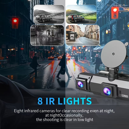 Dashcam 360° 3/4 canaux 1080P HD avec vision nocturne, WDR, capteur G, enregistrement en boucle, surveillance de stationnement 24h/24 et 7j/7, WiFi, système de caméra embarquée multi-objectifs pour une couverture complète sans angles morts