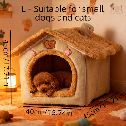 Niche douillette pour petits chiens - Lit panier en peluche épaisse et chaude pour l'hiver, idéal pour Teddy, Chihuahua, Spitz nain, Bichon, Schnauzer, Bouledogue, nid de sommeil confortable pour intérieur