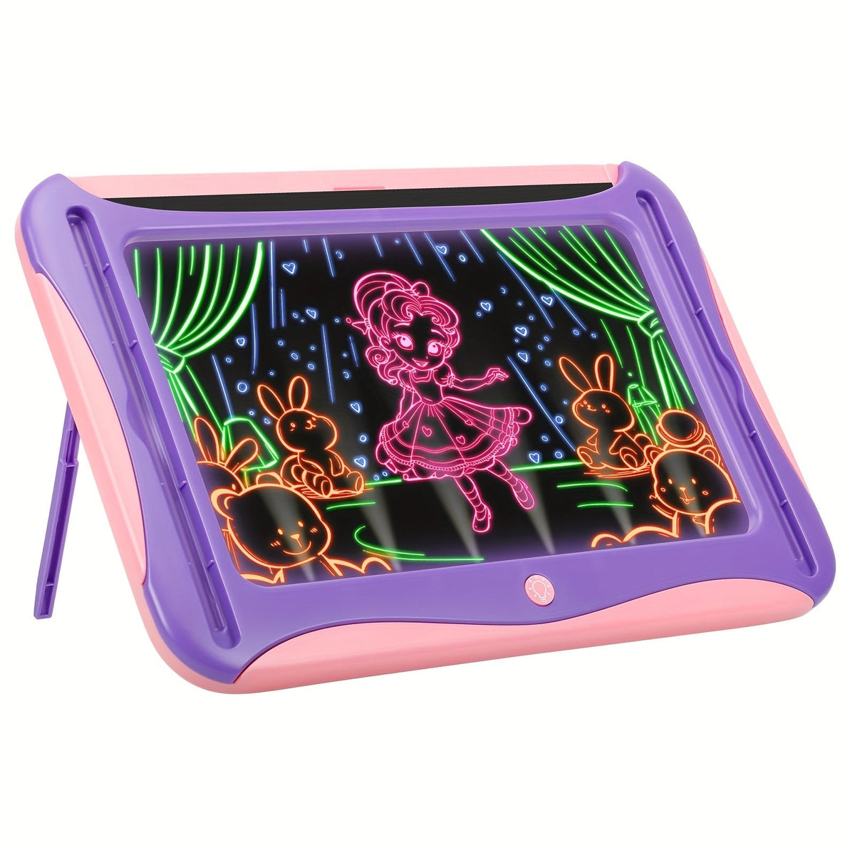 Tablette à dessin lumineuse LED pour enfants de 3 à 8 ans – Kit d’art phosphorescent avec 9 cartes recto-verso et 6 marqueurs, jouet éducatif de voyage, cadeau d'anniversaire et de Noël pour filles et garçons