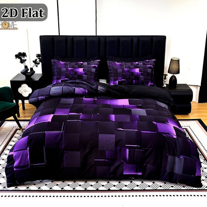 Parure de lit à carreaux rouge et bleu – Ensemble de literie 3 pièces à impression numérique, housse de couette toutes saisons avec taies d'oreiller, tailles Twin, Full, Queen, King, lavable en machine, garnissage non inclus
