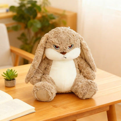 Peluche lapin pour animaux de compagnie avec yeux vifs, oreilles duveteuses, douce et câline, jouet interactif pour chats, chatons, chiens et chiots - Modèle lapin diable aux longues oreilles