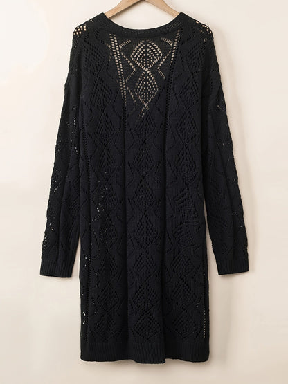 Gilet en tricot ouvert pour femme, manches longues, coupe ample drapée | Haut à col en V, épaules tombantes, idéal pour la superposition automne-printemps, abricot noir S M L XL XXL