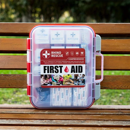 Trousse de premiers secours professionnelle polyvalente RHINO RESCUE - Idéale pour la maison, le bureau, les activités en plein air, le camping, la voiture, les voyages et les entreprises