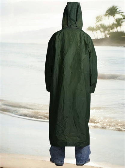 Imperméable long à capuche pour hommes et femmes – Veste de pluie coupe-vent à fermeture éclair intégrale avec capuche réglable, coupe ample et respirante pour la randonnée, le cyclisme, la pêche et le vélo – Vêtement de pluie unisexe pour adultes