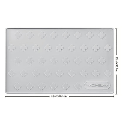 Tapis étanche en silicone pour sous-évier 86 x 56 cm, bac de rétention pour meuble de cuisine ou de salle de bain, capacité jusqu'à 7,5 litres, tapis de protection anti-fuite non toxique avec bords surélevés et motif trèfle à quatre feuilles