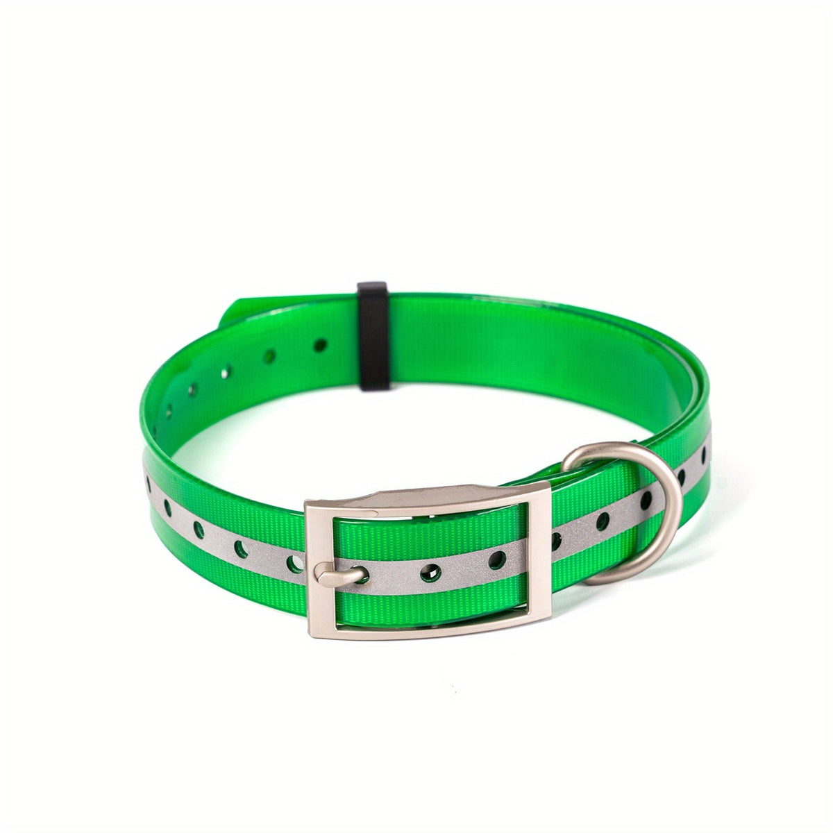 Collier pour chien réfléchissant et imperméable - Collier réglable en Biothane avec boucle et anneau en D en alliage de zinc, bande réfléchissante de sécurité nocturne, collier pour chien résistant à toutes les conditions météorologiques