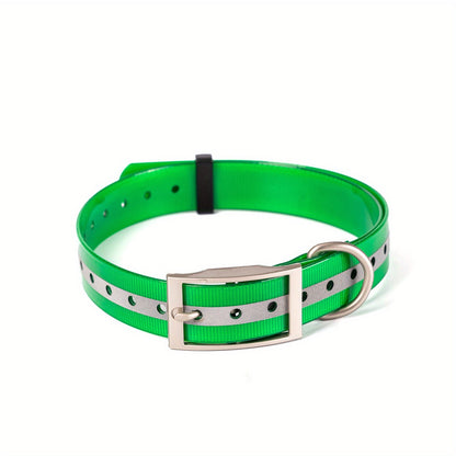 Collier pour chien réfléchissant et imperméable - Collier réglable en Biothane avec boucle et anneau en D en alliage de zinc, bande réfléchissante de sécurité nocturne, collier pour chien résistant à toutes les conditions météorologiques