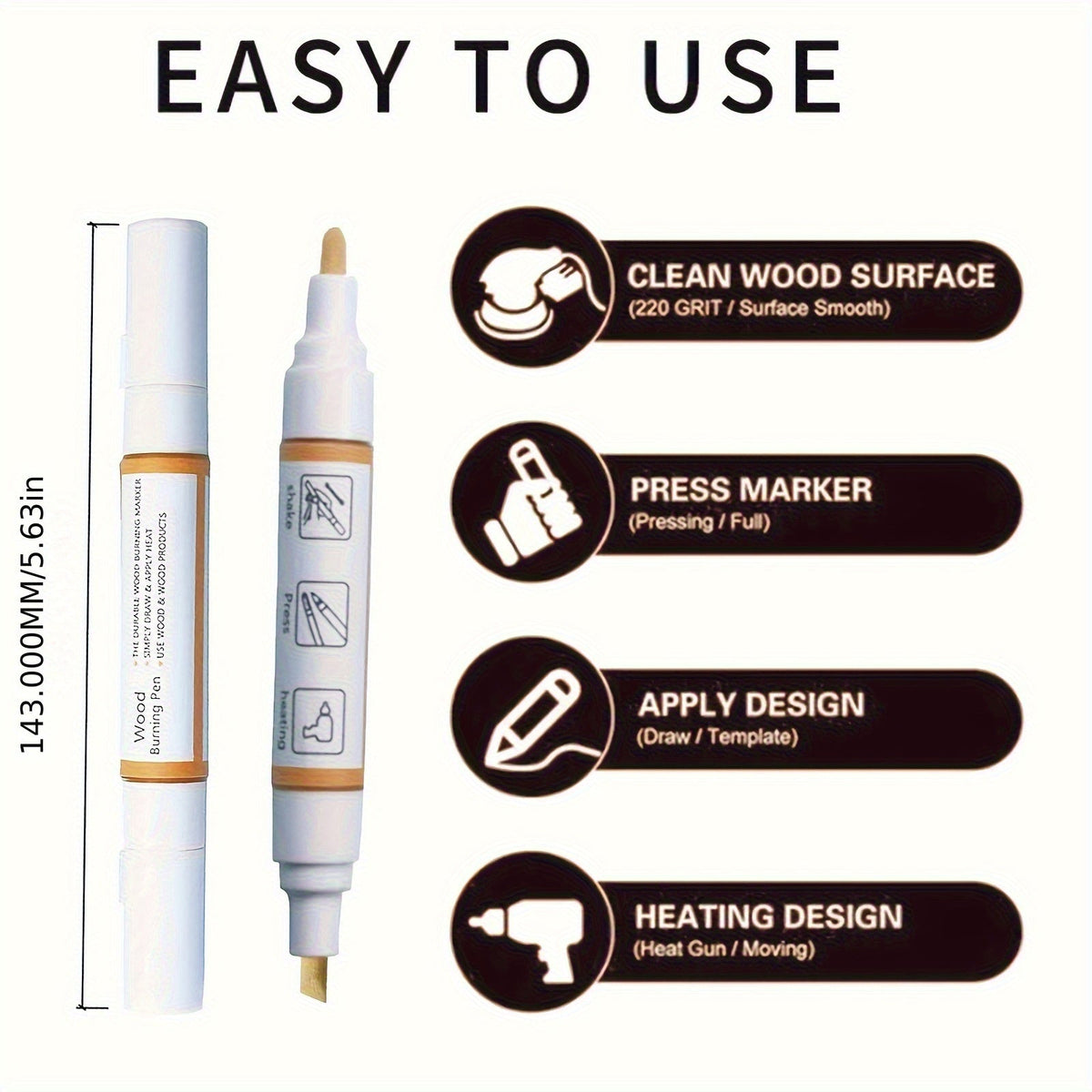 Kit de pâte de pyrogravure, 6 pots de gel thermoréactivable de 42,5 g avec stylos et outils de gravure, crème de pyrogravure pour bois, toile et denim, ensemble de loisirs créatifs pour débutants et artistes