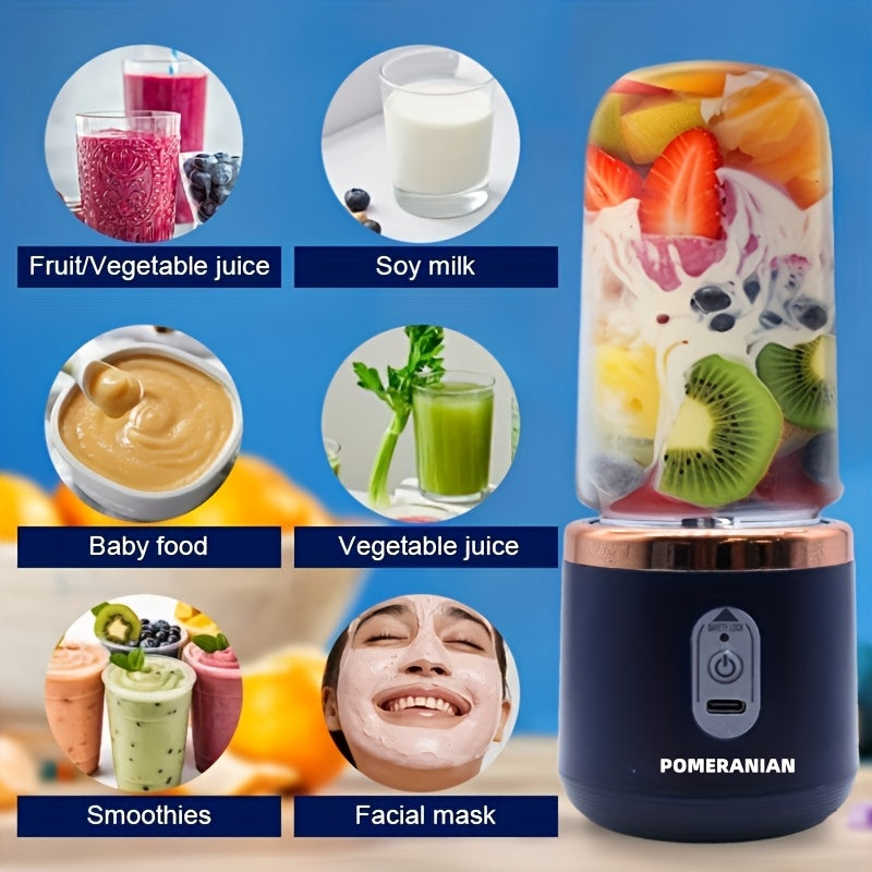 Mixeur personnel portable rechargeable par USB 1500 mAh – Blender à smoothies pour fruits et légumes en ABS de qualité alimentaire avec double tasse, mini mixeur multifonction pour la maison, les voyages et la salle de sport, coffret cadeau inclus