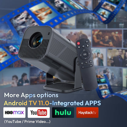 Projecteur intelligent portable avancé AMOVFILM, Wi-Fi 6 et décodage vidéo 4K, résolution native 1080p, Android 11 intégré, projecteur pour cinéma maison et cinéma en plein air, mise en miroir d'écran mobile, couleurs multiples