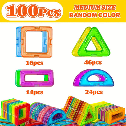 Magnetic Building Blocks Set 40/80/100pcs for Kids – STEM Educational Magnet Tiles Construction Toy, Creative Learning Gift for Boys & Girls, Develops Hands-On & Problem-Solving Skills