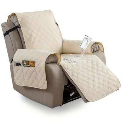 Housse de fauteuil inclinable imperméable avec poches latérales, sangles antidérapantes, tissu matelassé 4 couches, protection contre les animaux et les enfants, lavable en machine – 11 couleurs