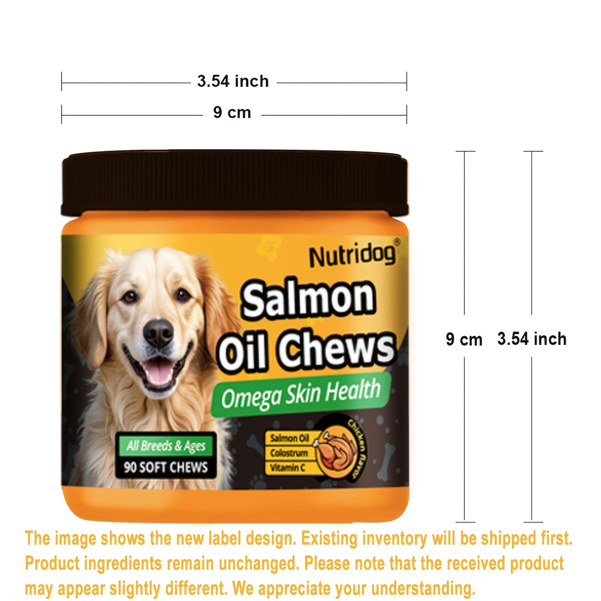 Complément nutritionnel pour chiens en bouchées tendres, 90 unités, aux probiotiques et huile de saumon, goût poulet - Soutient la santé du pelage, la santé intestinale et l'immunité pour les chiens de tous âges, 225 g