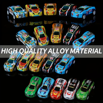Mini Pull-Back Cars Bulk Pack 16 Pieces – Colorful Friction-Powered Toy Cars for Kids, Birthday Party Favors, Gift Bag Fillers, Halloween & Christmas Stocking Stuffers | Random Car Models & Colors