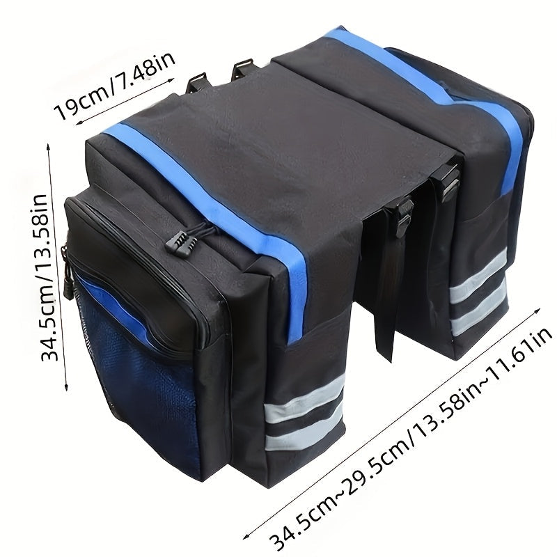 Ensemble de sacoches de vélo 50 L – Sacoche de porte-bagages, sacoche de selle et sac à bandoulière 3 en 1, accessoires de cyclisme professionnels pour le vélotaf, le cyclotourisme et les sorties en plein air, Rouge Noir Bleu