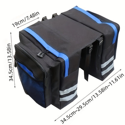 Ensemble de sacoches de vélo 50 L – Sacoche de porte-bagages, sacoche de selle et sac à bandoulière 3 en 1, accessoires de cyclisme professionnels pour le vélotaf, le cyclotourisme et les sorties en plein air, Rouge Noir Bleu