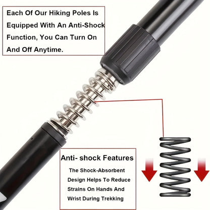 Bâton de randonnée pliable en alliage d'aluminium réglable avec verrouillage rapide pour hommes et femmes – Bâton de marche léger et rétractable pour la randonnée, le trekking et la marche sur sentier, accessoires d'extérieur