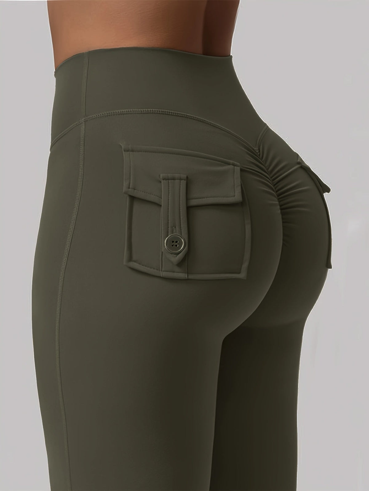 Lot de 3 pantalons évasés taille haute pour femmes – Leggings cargo de sport décontractés, gainants, galbants et séchage rapide, coupe longue, noir, gris, vert