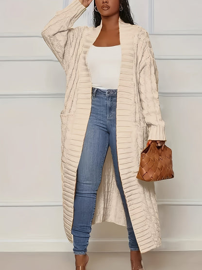 Gilet long en maille pour femme, ouvert sur le devant, cardigan mi-long, veste légère et décontractée, plusieurs couleurs, S-XXL, automne-hiver