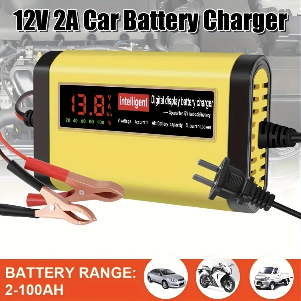 Chargeur et mainteneur de batterie de voiture intelligent 12V, chargeur d'entretien intelligent avec désulfatation et compensation de température pour batteries de 2Ah-100Ah – Compatible avec voiture, camion, moto et tondeuse à gazon