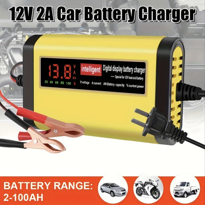 Chargeur et mainteneur de batterie de voiture intelligent 12V, chargeur d'entretien intelligent avec désulfatation et compensation de température pour batteries de 2Ah-100Ah – Compatible avec voiture, camion, moto et tondeuse à gazon