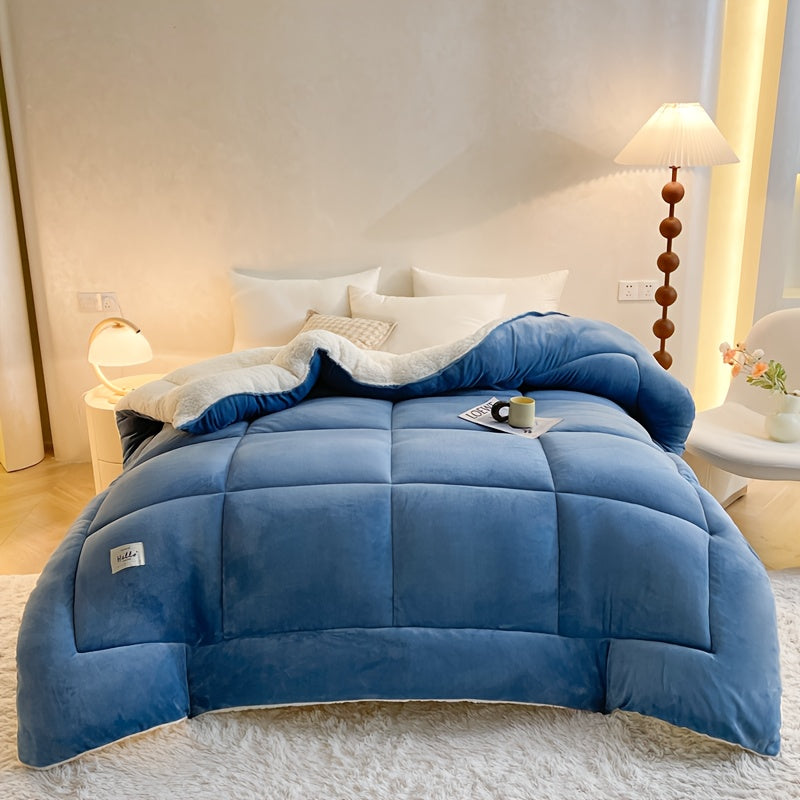 Couette toutes saisons – Douce et épaisse, piquage en damier, couleur unie, ultra-respirante, lavable en machine, pour l'automne, l'hiver et le printemps, tailles simple, double, grand lit et très grand lit