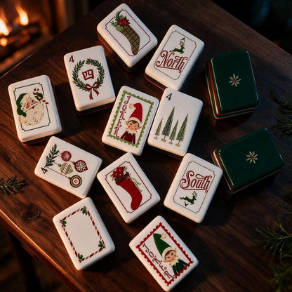 Jeu de mah-jong américain, 160 tuiles en acrylique de qualité supérieure avec motifs festifs – Jeu de société pour fêtes de Noël, Halloween, événements scolaires et réunions sociales