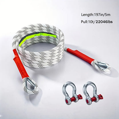 Kit de sangle de remorquage robuste 16 pieds – Crochets en U en acier, sangle de dépannage tout-terrain pour SUV, 4 capacités au choix : 6613 / 11023 / 22046 / 39683 LBS