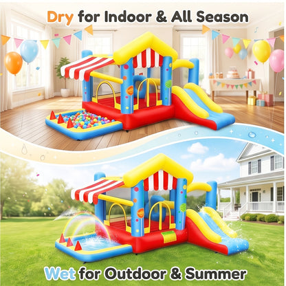 Piscine gonflable multifonction avec trampoline – Grand centre de jeux aquatiques familial pour plusieurs personnes, utilisation intérieure et extérieure, parfait pour les fêtes dans le jardin, les anniversaires d'enfants et d'adultes
