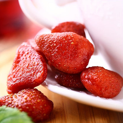 Fraises séchées en collation, lot de 3 sachets, faible teneur en sucre, fruit naturel sans gluten, pour fêtes de bureau et vacances