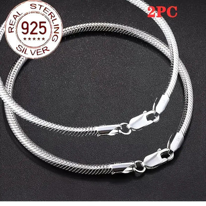 Lot de 2 bracelets chaîne serpent en argent sterling 925 pour femme – Bijoux bohème vintage pour couple, cadeau élégant pour la Saint-Valentin, la fête des Mères, un anniversaire, une célébration romantique